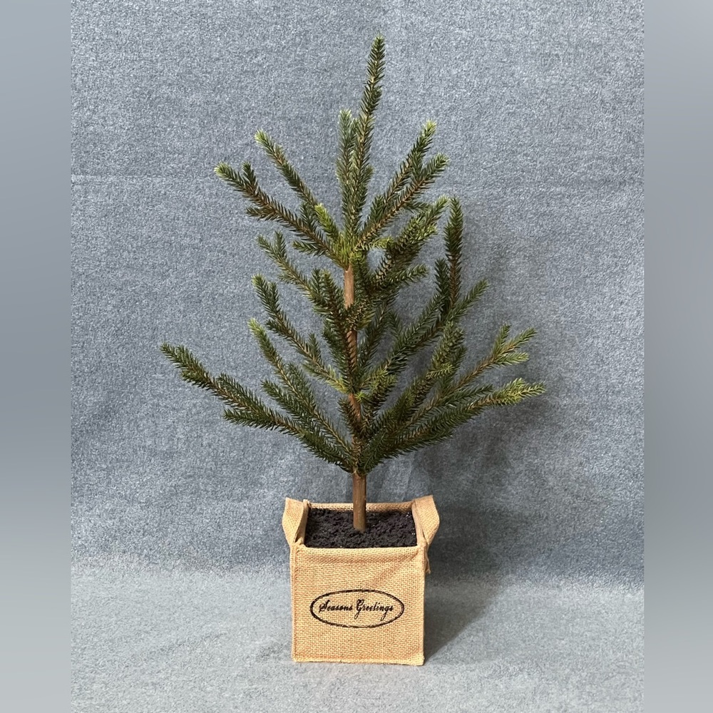 Fake Miniature Christmas Tree in Basket